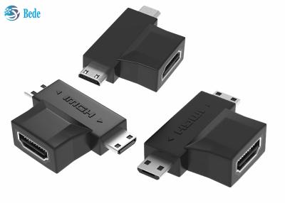 Κίνα 1080P ο χρυσός κάλυψε 2 σε 1 επαναλήπτη HDMI HDMI ένα θηλυκό στο μικροϋπολογιστή HDMI και μίνι προς πώληση