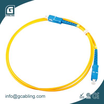 China FTTH FTTX FTTB Gcabling 2M 6FT SC to SC Fiber Optic Patch Cord SM OS1 9/125 Singlemode Simplex LSZH Yellow Fiber Optic Patch Cord for sale