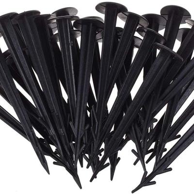 China Durable PP Black Green Plastic Garden Peg Ground Nails Garden Plastic Tent Peg Clips for sale