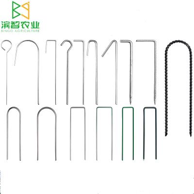 China Widely Use Garden Stakes Galvanized Landscape Staples Lawn Staples Rust Proof U Type Lawn Pins Stakes For Weed Fence for sale