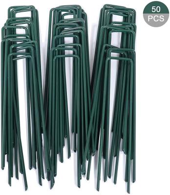 China Widely Use Landscape U Ground Clip 100 Packs Galvanized Garden Pins Fixing Camping Tents Anchoring Yard Sign Ground Stakes for sale