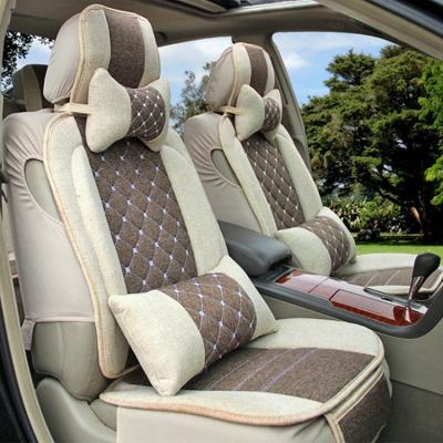 China Custom Designer Universal Eco-friendly Ergonomic Car Seat Seat Covers 2 Piece Brown Cotton Suv Set Cheap for sale