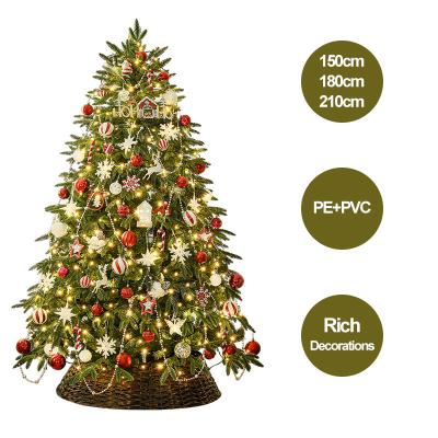 China Environmental Friendly Xmas Customized Christmas Ornaments Navidad Pe Pvc Snowy Artificial Christmas Tree Christmas Tree With Ornament for sale