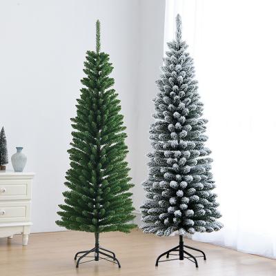 China Environmental Friendly 120/150/180/210cm Snow White Pencil Tree Slim Christmas Tree Artificial Christmas Tree For Holiday Decoration for sale