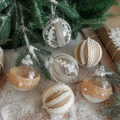 China Environmental Friendly 6pcs set Exquisite glitter Gold Clear Christmas Balls Shatterproof Plastic Christmas Baubles For Xmas Tree Decorations for sale