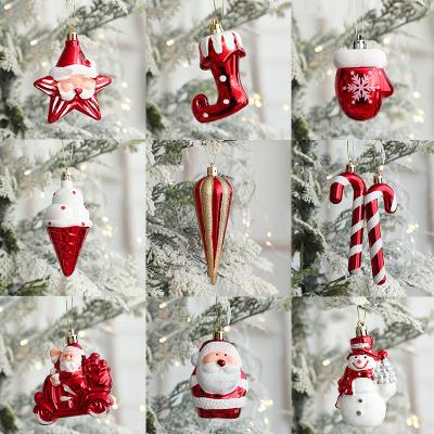 China Environmental Friendly Red And White Snowman Santa Snowhouse Plastic Decoration Hanging Ornament Wholesale Pink Luxury Christmas Candy Canes Ornaments for sale