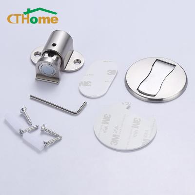 China Modern Zinc Alloy Floor Suction Doorstop Without Punching Adjustable Strong Magnetic Doorstop for sale