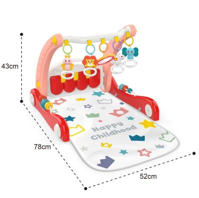 China Educational Toy HUANGER 2021 Multifunctional Educational 2 in 1 Gym Baby Piano Mat Game Baby Activity Toys for sale