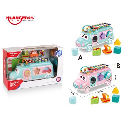 China HUANGER Piano Keyboards Instruments Bus Shape Educational Musical Educational Toys with Blocks for sale