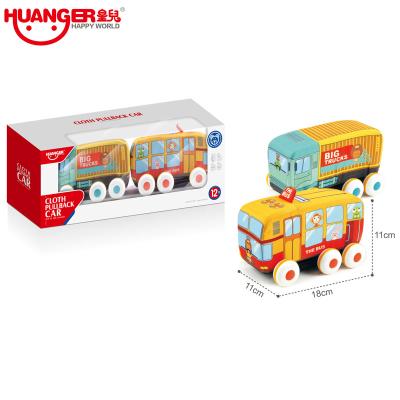 China Hot Newest Friction Toy HUANGER Educational Rub Pull Back Cartoon Car Baby Toy Cloth Car Set Toys, 2 Asst for sale