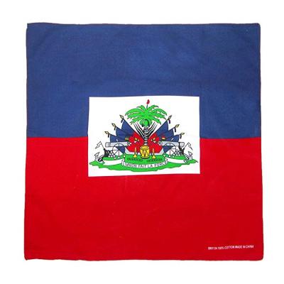 China Multifunctional Custom Country Flag Bandana Haitian 100% Cotton Scarf Flag Bandanas for sale