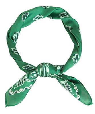 China Custom Made Polyester Green Bandana Fashion Sunscreen Square Paisley Bandana for Women and Men for sale