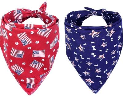 China American Flag Pet Viable Doule Bandana Lay Down Durable Polyester Dog Bandana Custom Sublimation Print Print With Logo Triangle Dog Band for sale