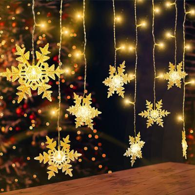 China Outdoor 10m 400 LED 80 Snowflake String Lights With Remote Control Christmas Window Curtain String Lights for sale