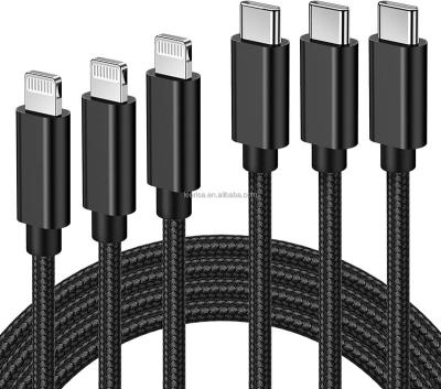 China Quntis Black Mobile Phone USB C To Lightning Cable C94 Nylon Braided Mobile Phone Charger Data Cable 3Pack MFi Certified Charger Cord for sale