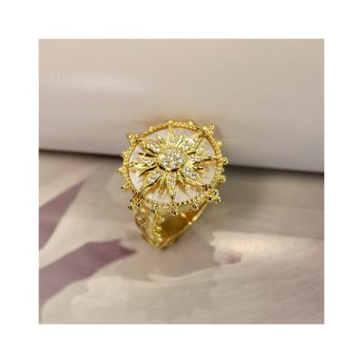 China FASHIONABLE Hot Selling High Quality Sterling 925 Silver 18K Gold Sun Series Ring With Diamond for sale