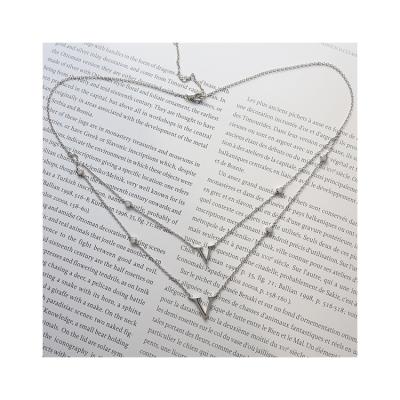 China High Quality Vintage Jewelry New Custom V Shaped Thin Pendant 925 Silver Chain Necklace for sale