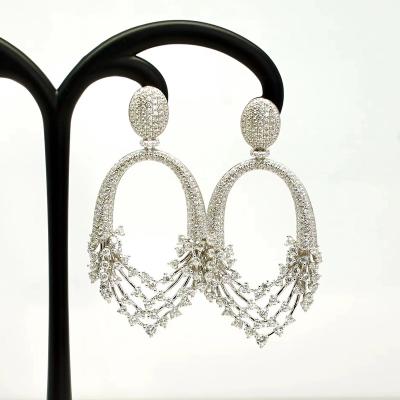 China TRENDY Cheap Price Custom 925 / 18k Gold / Silver Zircon Big Stud Earrings For Party for sale