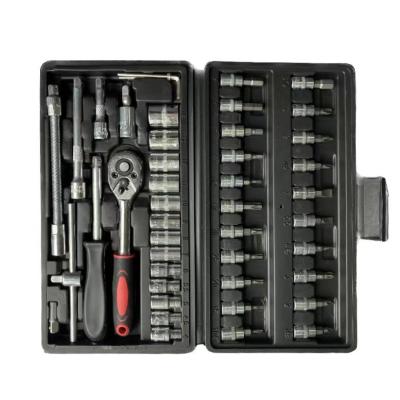 China Boutique 46PC Plastic Multifunctional Socket Set Screwdriver Set Ratchet Hand Tool Black Red for sale