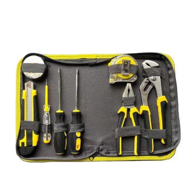 China Plastic Premium Cordless Screwdriver 9PC Wire Pliers Insulated Manual Repair Kit Cloth Bag Black Yellow for sale