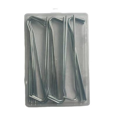 China 20 In Box Issue Mark Type Shaped Galvanized Half Round Tent Peg Outdoor Camping Accessory Steel Wire Garden Stake 20PC for sale