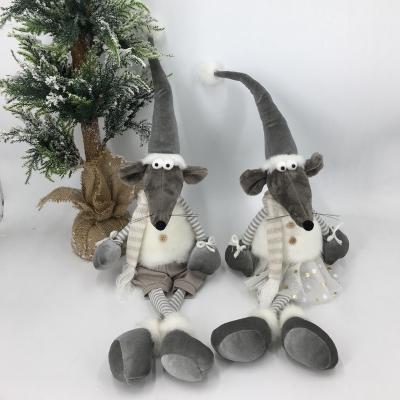 China Wholesale Cute Christmas Ornament Home Decor Stuffed Plush Mouse Shelf Babysitter With Long Hat for sale