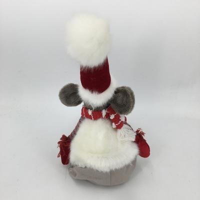 China Christmas Cute Decoration Sitting Mouse with Button for Home Ornament Christmas Toy Plush Winter Indoor Figure for sale