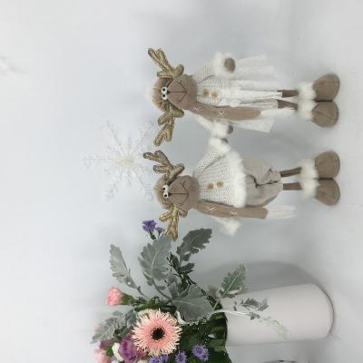 China 2021 FABRIC Factory Holiday Festival Ornaments Cute Stuffed Plush Standing Reindeer Elk Moose Gifts Christmas Indoor Decoration for sale