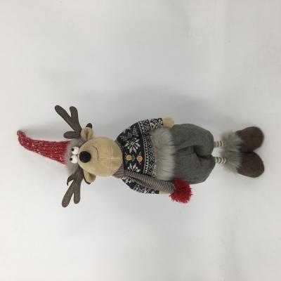 China Christmas Decorations Cute Handmade Wholesale Fabric Cloth Christmas Plush Elk Moose Elk Decorations Standing Indoor Reindeer Christmas Gifts for sale