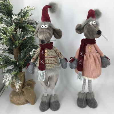 China Christmas Decoration Standding Christmas Female Mouse with Headphone Christmas Ornament Christmas Plush Toys for sale