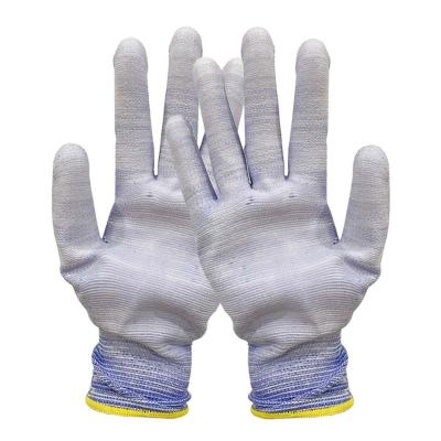 China Flexible 13G Nylon Gloves Palms Anti - Slip PU Coated Gloves Seamless Palm Fitted Gloves for sale