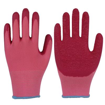 China Flexible Safety Wrinkle Manufacturers Rubber Working Gloves Palms Latex Coated Gloves for sale