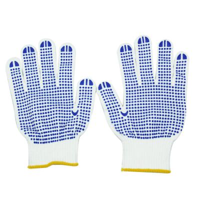 China Flexible Blue PVC Dotted Hand Gloves Non Slip Safety Work Gloves for sale