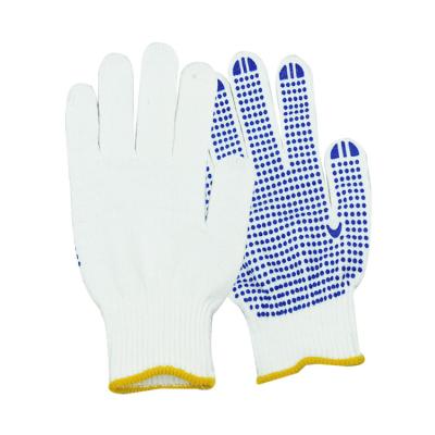 China Flexible Bleached Dotted Cotton Knitted Gloves Non Slip Working Gloves for sale