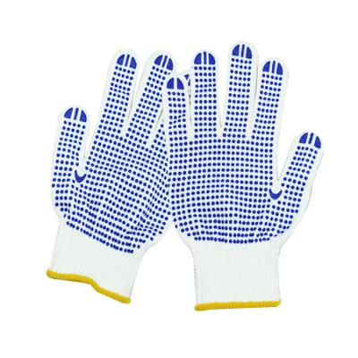 China Flexible High Quality Blue PVC Dotted Hand Gloves Non Slip Safety Work Gloves for sale