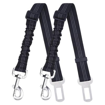 China Hot Selling Personalized Amazon Pet Safety Car Belt Leash Black With Strong Sewing And Metal Buckles for sale