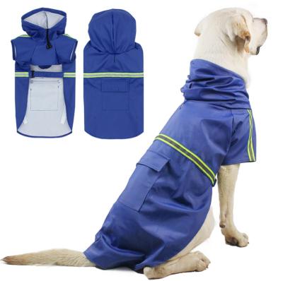 China Amazon Stocked Hot Selling Large Pet Dog Raincoat 5XL Dog Clothes Raincoat With Reflective Stripe for sale