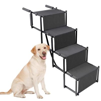 China Viable Hot Selling Dog Car Climb Staircase Folding Outdoor Pet Stairs 4 Set Car Travel Car Accessories Cats for sale