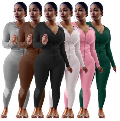 China 2021 Wholesale Breathable Sweatpants And Zipper Hoodie Set Thick Lounge Wear Two Piece Set Suit Jogger For Women for sale