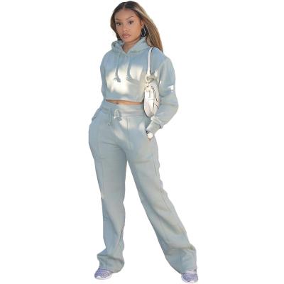 China Wholesale Breathable Embroidery Pocket Sweatpants And Custom Logo 2 PC Drop Out Hoodies Outfits Tracksuits Set For Women for sale