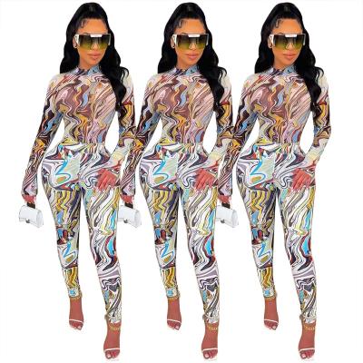 China Quick Shipping Print QUICK DRY Sportswear And Tights Jumpsuit Women One Piece Rompers Fall Women's Overalls for sale