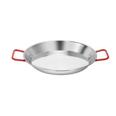 China Sustainable Kitchen Non-Stick Fried Chicken Cooking Tool Spanish Seafood Frying Pot Stainless Steel Paella Pan for sale