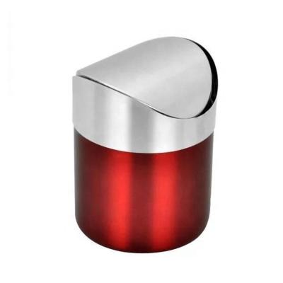 China Hot Selling Sustainable High Quality Creative Office Stainless Steel Truck-mounted Small Trash Can for sale