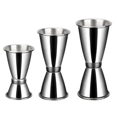 China 304 Stainless Steel Durable Double Cup Bar Metal Measuring Cup Bar Standing Double Bar Tools for sale