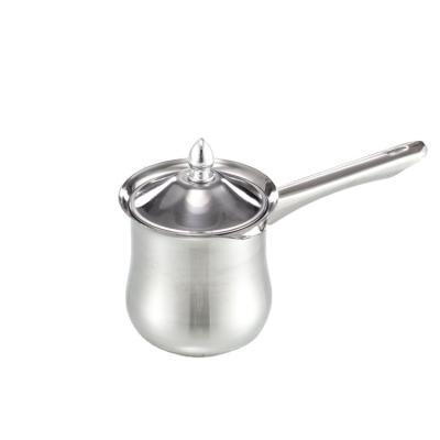 China Hot Selling Sustainable Milk Pot Boiling Pan Stainless Steel Coffee Cup With Simple Handle And Lid for sale