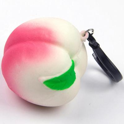 China Toy Mini Size Peach Promotional Shape Squishies Key Chain Squishies Slow Rising Stirring Person for sale