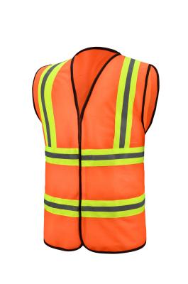 China 120g/110g Polyester Safety Vest Orange Safety Vest For Road Construction for sale