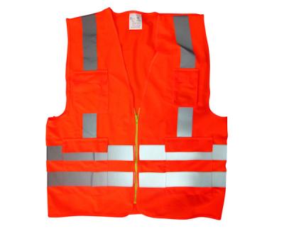 China Four Pockets Polyester Safety 80g 100g 120g Vest Red Hi Vis Vest for sale