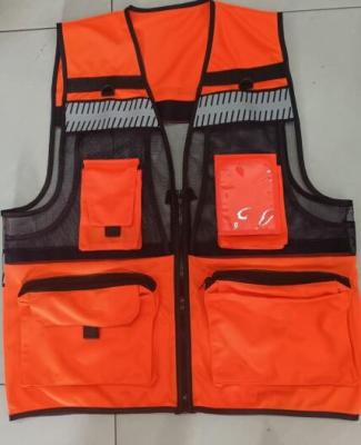 China Polyester Orange Reflective Vest 120g Men'S Safety Vest With Pockets for sale