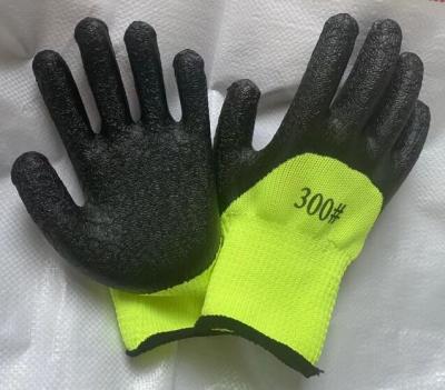 China Black Latex Work Gloves 7 Gauge Crinkle Finish Mechanical Latex Gloves for sale